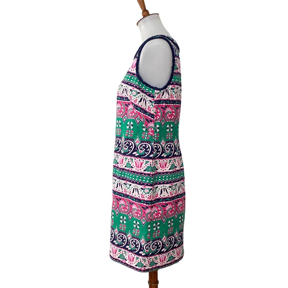 Talbots Womens Sleeveless Floral Sheath Dress Blue Green Pink 10P - Picture 4 of 7